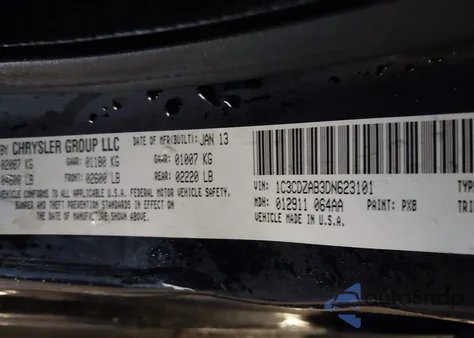 2013 Dodge Avenger Se из США, поврежденный, VIN 1C3CDZAB3DN623101